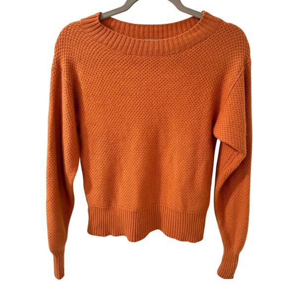 Everlane Sweaters - Everlane Recycled Cashmere Wool Blend Crew Neck Textured Sweater Orange Rust, XS